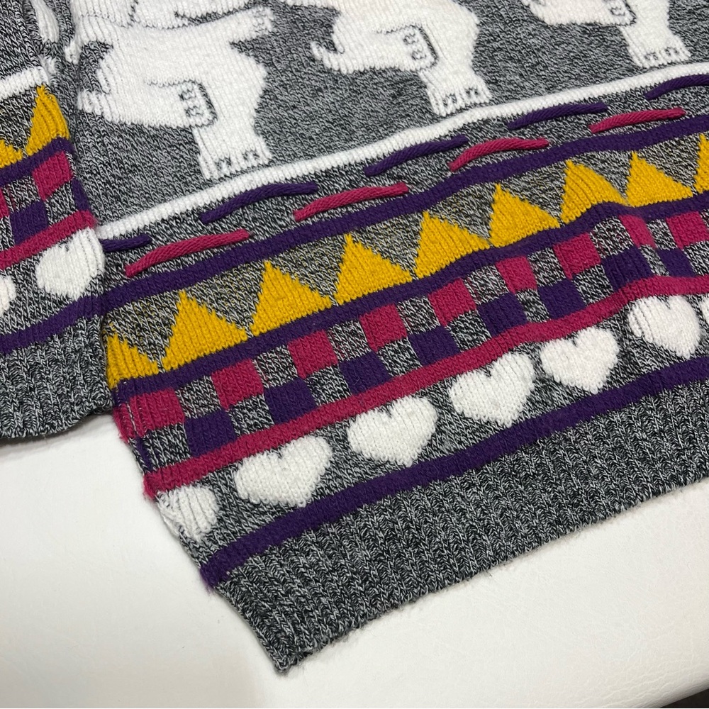 Vintage 80s Dancing Elephant Sweater Unique Colorful Animal Circus Knit - Picture 8 of 9